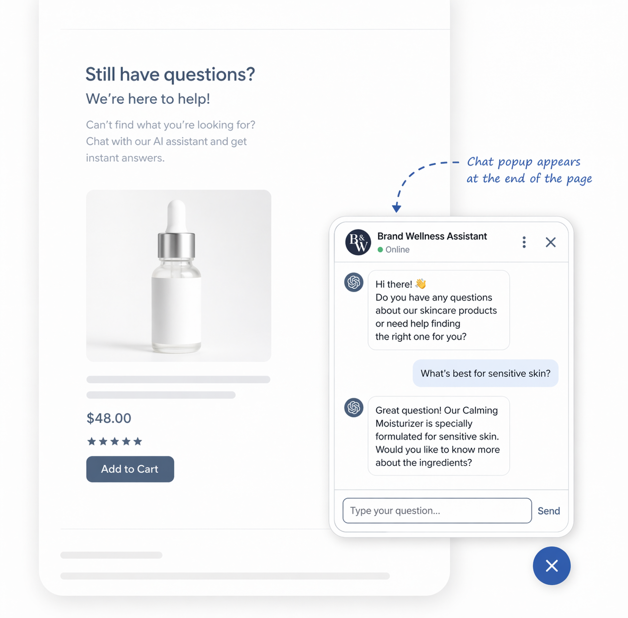 End-of-page SEATEXT chat activation preview